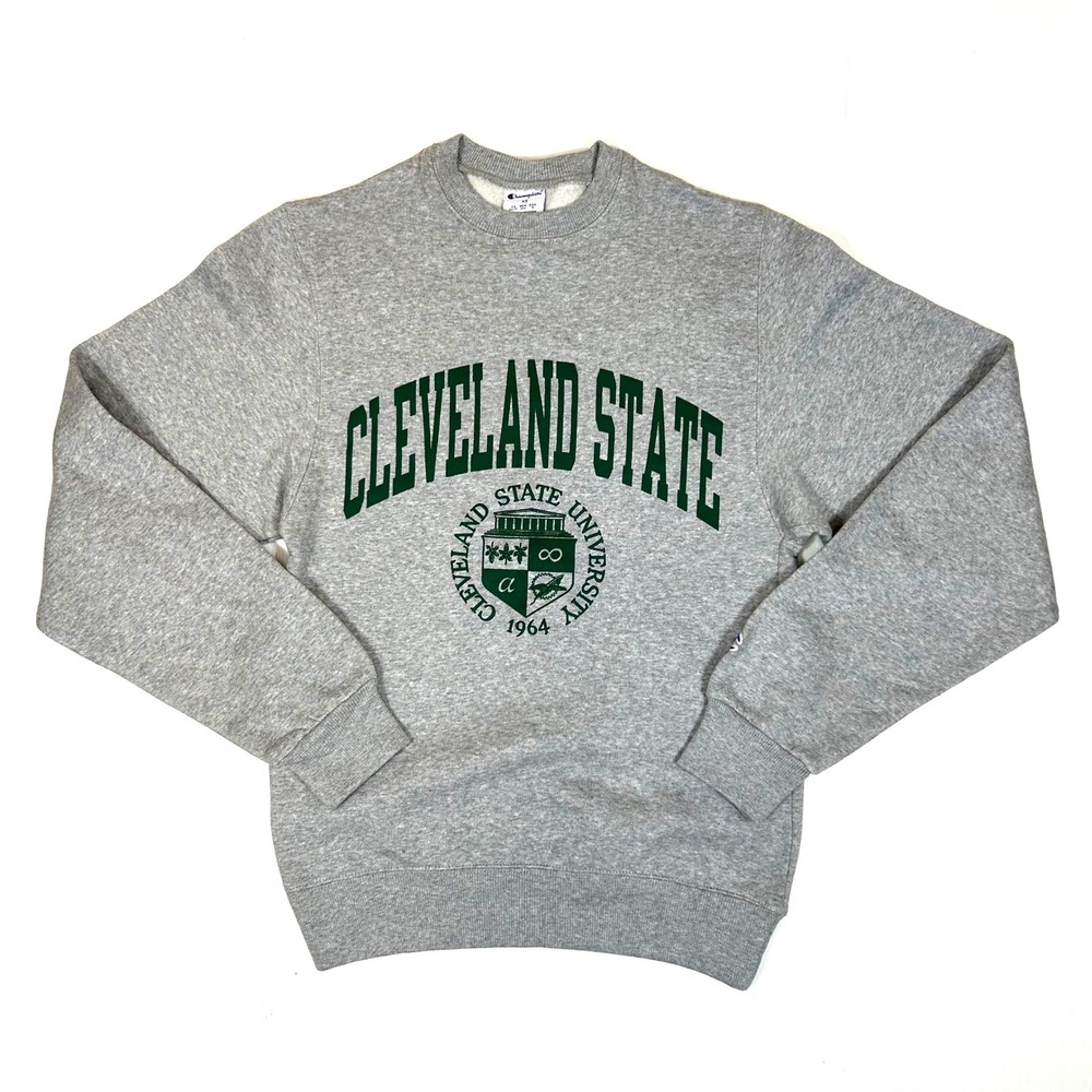 Champion Cleveland State University Sweatshirt Gray Green Mens XS Crewneck